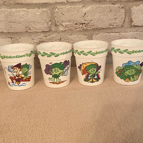 Unbranded Other - Vintage 1970’s Green Giant Little Spout Plastic Drinking Cups 3.5 x 3" Set of 4